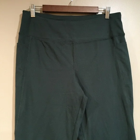 Jockey Wide Leg Pocket Yoga Pants Womens XL Dark Green Athleisure Gym Lounge - Picture 2 of 13